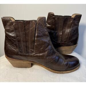 Eileen Fisher Oxblood Brown Leather Booties Ankle Boots 10